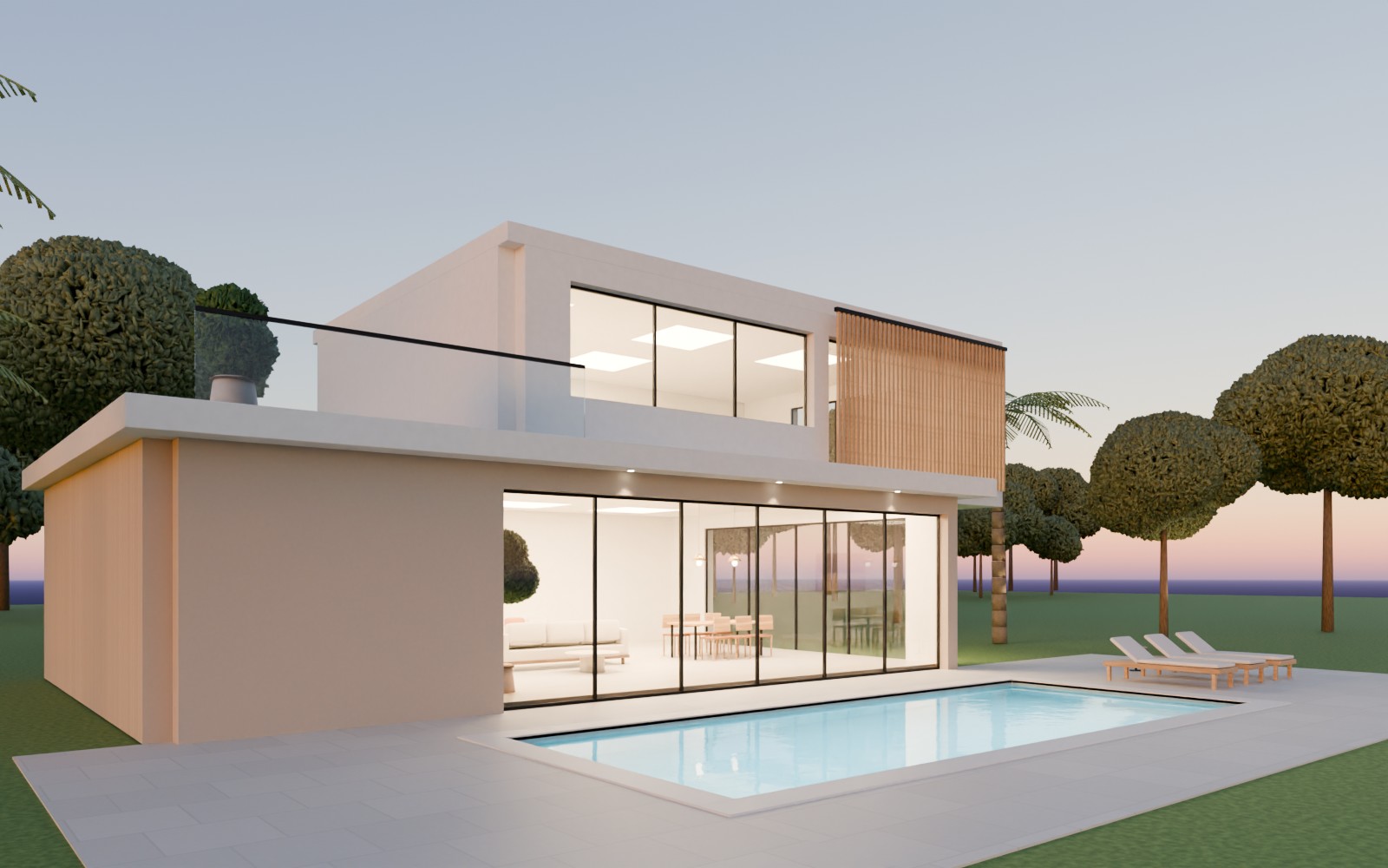 Villa at dusk